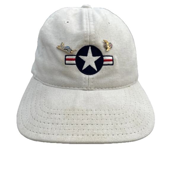 NASM National Air And Space Museum Hat Cap Adjustable White American Star W Pins - Picture 1 of 6